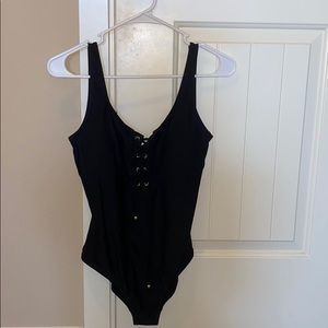Black one piece swim suit